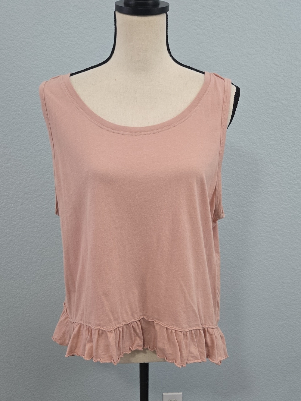 BUFFALO David Bitton 100% Cotton Dusty Rose Ruffle Hem Tank SZ XL